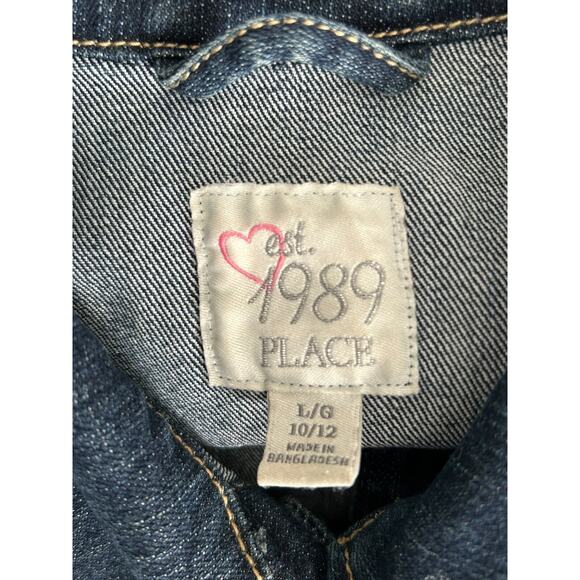 Est 1989 Place Jacket Girls Size L 10/12 Denim Button Front Stretch Blue Denim - Picture 6 of 10